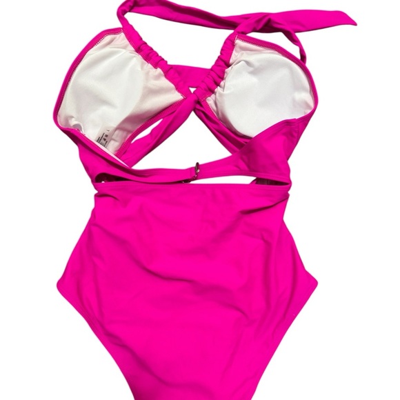 Vibrant Pink Cut-Out One Piece Swimsuit - Picture 2 of 2